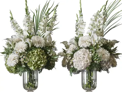 Flower Set 080 tall bouquet gladiolus dahlia hydrangea 3D model