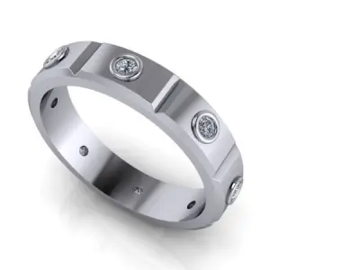 Modern Mens Engagement Wedding Band bezel set USA sz 9 10 11 3D print model