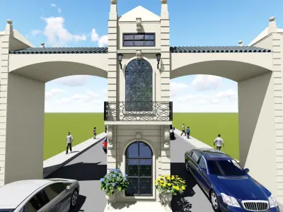 Gate for the Town Low-poly 3D model