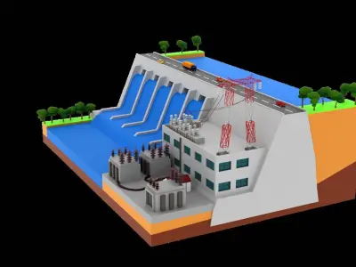  Hydroelectric power station H10 Low-poly 3D model