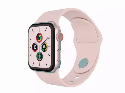 Apple Watch SE - Silver Aluminium Case with Starlight Sport Band Low-poly 3D model