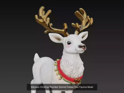 Stylized Christmas Reindeer - Cute Holiday Deer Figurine 3D Model Collection