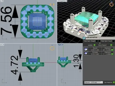 Emerald Cut Halo earring  406 Free 3D print model