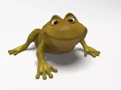 Cartoon rigged frog Low-poly 3D model