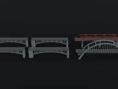 Cartoon modern bridges Polygonal Style Low-poly 3D model