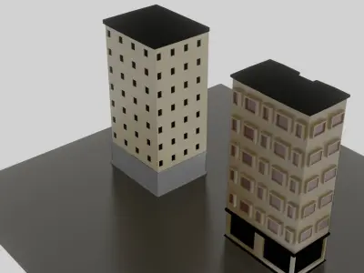 2 Small Buildings Low-poly 3D model