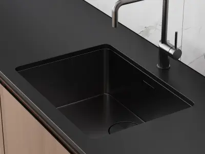 107 modern kitchen 04 minimal white wood marble 3D model