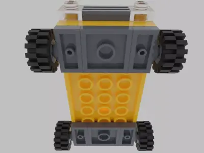Hi-poly Lego Yellow Car 3D model