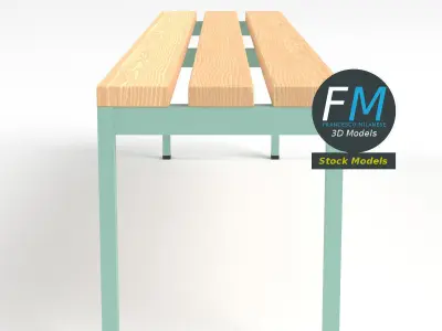 Locker room bench 4 3D model