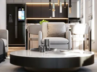 Interior scene living room 3D model