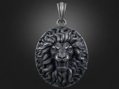 Lion Head Pendant a04 3D print model