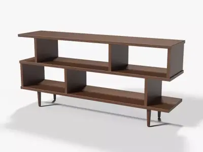 Ashlyn book Shelve walnut Low-poly 3D model