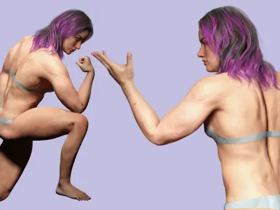 Muscular Women Full Rigged Low-poly 3D model