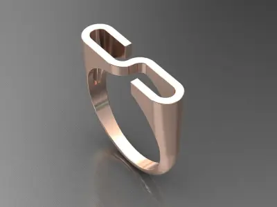 alphabet ring letter S 3D print model