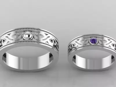 WEDDING BAND DIAMOND MODEL RINGS STL 3DM 3D print model