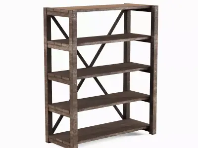 Wide Pottery Shelf B 03 Low-poly 3D model