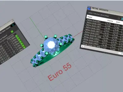 Royal Solitaire Engagement Ring with Diamonds Model sr0088 3D print model