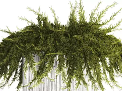 Realistic flower bouquet green juniper branches glass vase 655 3D model