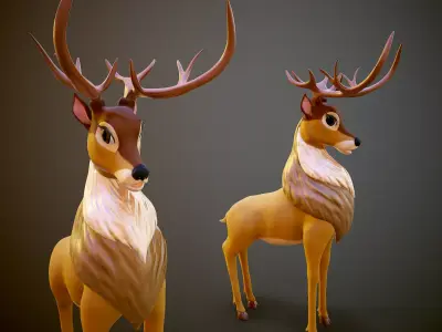 cartoon deer Low-poly 3D model