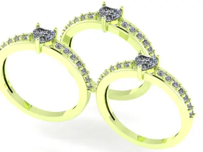 Ladies Diamond Ring - Engagement  Diamond Ring -  3D print model