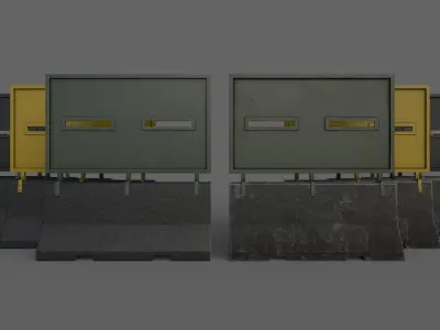 PBR Concrete Roadblock Barrier V6 Low-poly 3D model