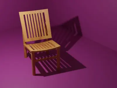 wooden chair Low-poly 3D model