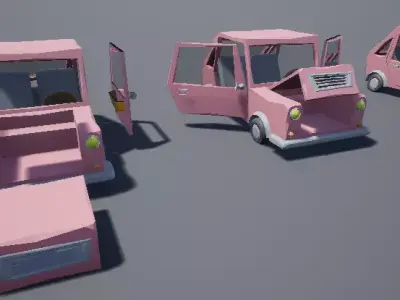 Low Poly Cartoon Style Car Low-poly 3D model