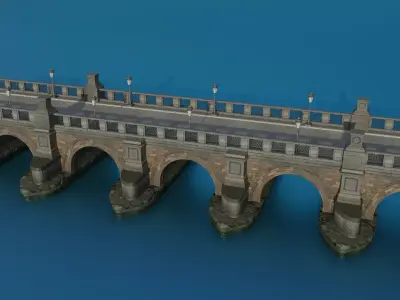 Brick Bridge Low-poly PBR Low-poly 3D model