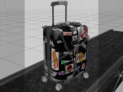 HighPoly Branded Suitcase 3D Scene Realistic Luggage  3D model