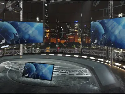 Virtual TV Studio News Set 36 3D model