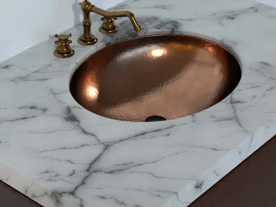 Chester Traditional faucet with Copper  Oval Undermount Sink 3D model