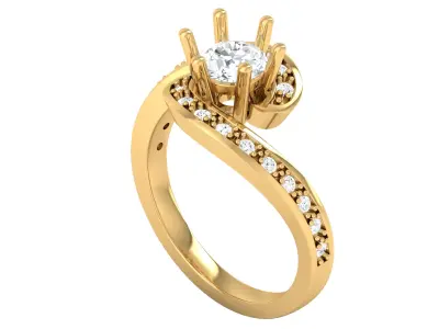 Elegant Solitaire Diamond Engagement Ring 3D print model