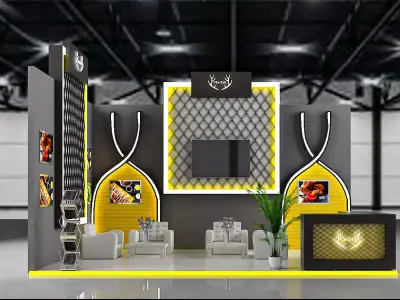 booth 6x4 2 side open  3D model