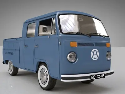 VOLKSWAGEN T2 PICKUP DOUBLE CAB 1974 3D model