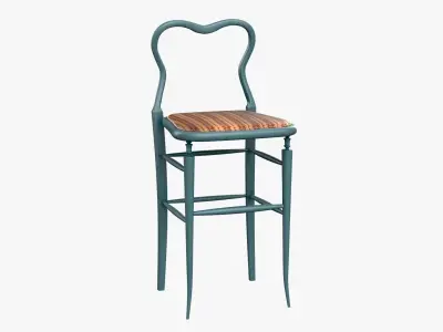 High Chair Clerks Chair No 9 Night Blue Plastic Version 3D model