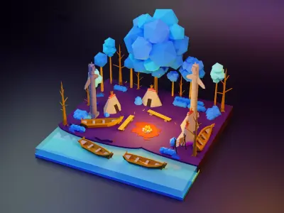 campfire party Free 3D model