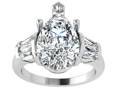 Pear Cut Diamond Ring 4440 3D print model