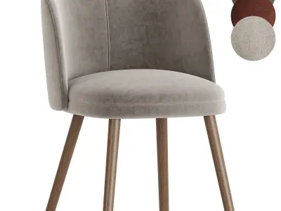 Midcentury Modern Barrel Backed Dining 3D model