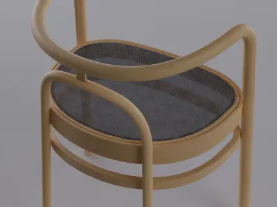 Wooden Chair with Fabric Seat Free 3D model