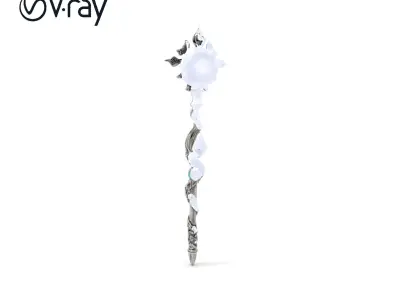 Mystic Scepter with Gemstones model pack Low-poly 3D model