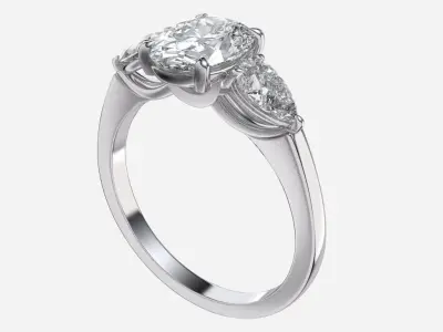 Three Stone diamond Ring 3D print model