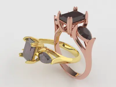 Ring emerald stone R 1 3D print model