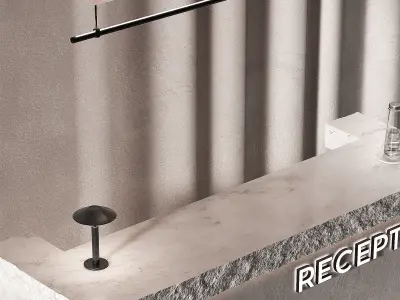 Reception desk Rough rock edge rectangular stone slab 3D model