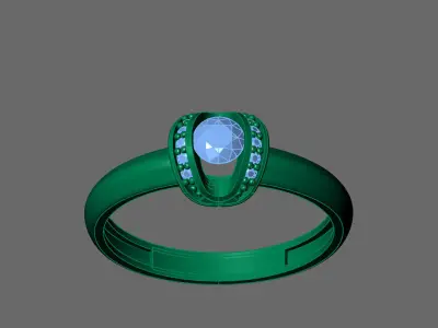 Womens Rings With Stone Ring Ready STL 3DM Models Rings women 3D print model order