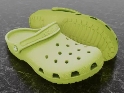 CROCS 3D FLIP-FLOP - YELLOW - SLIPPERS Low-poly 3D model