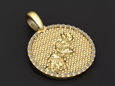gold round pendant  3D printable model  3D print model