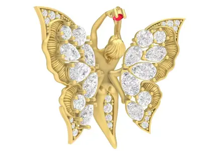 Luxury Fairy Butterfly Diamond Pendant Jewelry Design 3607 3D print model