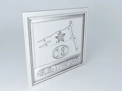 TITANIC LifeBoat Flag Name Plate  No 13 1912 Free 3D model