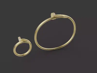 Nail Bracelet and Ring set 67469 3D print model