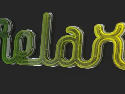 Detailed Words Neon Banners set 02 3D model
